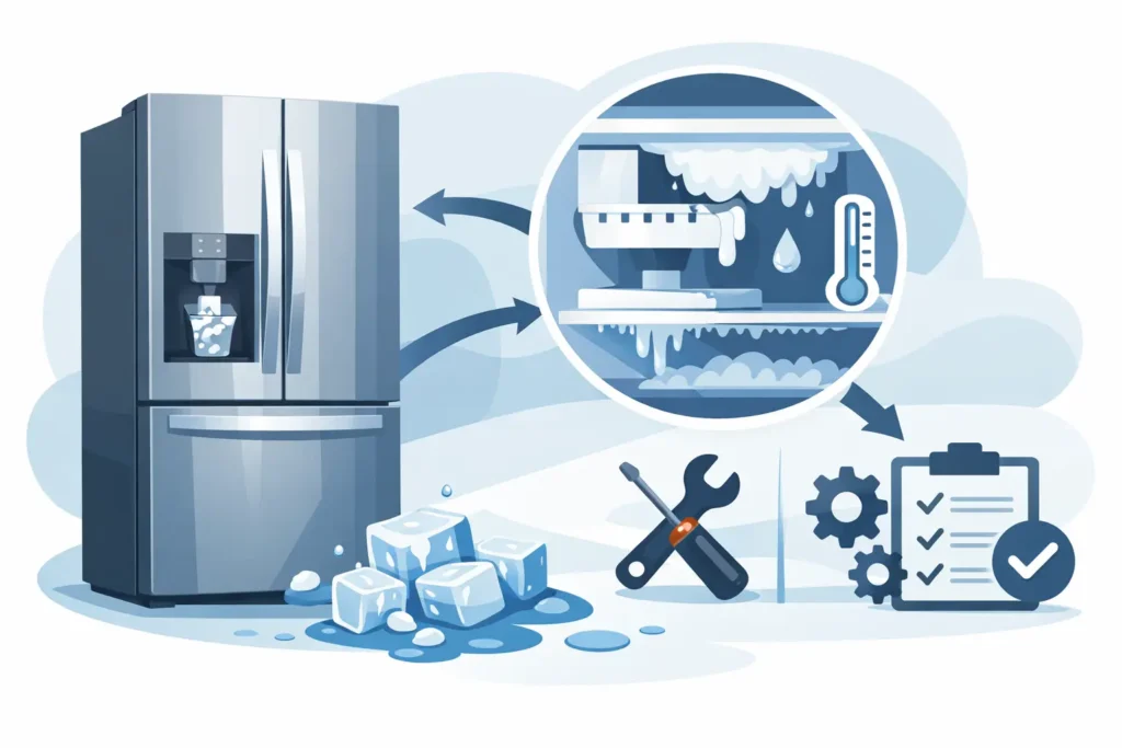 Nevera LG con hielo: causa y solución